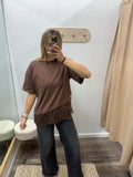 Floral Lace Tee - Brown