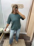 Waffle Relaxed Tee - Teal