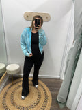 Aqua Blue: Cropped Hoodie