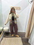 Snap Button Floral Sherpa