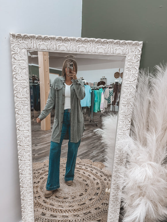 Grey: Long Brushed Jacket