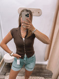 Brown Button Top