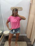 Ribbed Striped Top - Pink