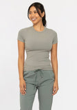 Shadow Green: Ribbed Short Sleeve