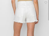 White: Button Down Shorts