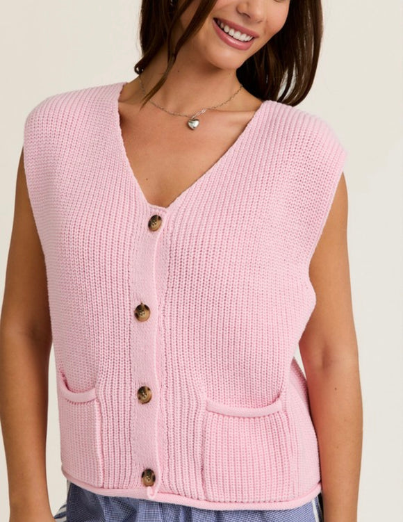 Baby Pink: Button Sweater Vest