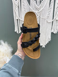 Black: Strappy Leah Sandals