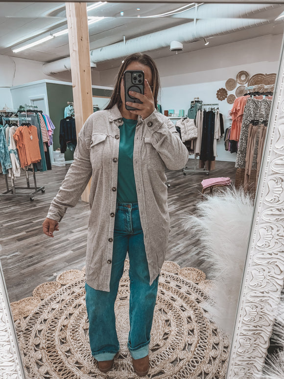 Mocha: Long Brushed Jacket