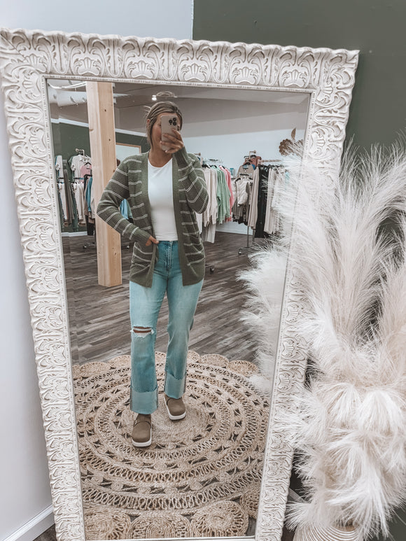 Olive: Striped Carigan