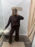 Ribbed Brown Mockneck Set