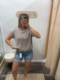 Ribbed Striped Top - Brown