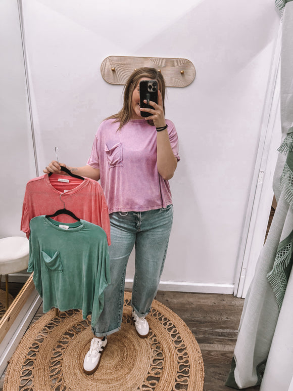 Teal: Washed Ribbed Tee