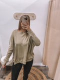 Waffle Ribbed Pullover - Green