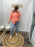 Coral: Gauze Button Down