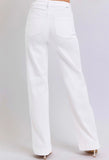 White: High Rise Straight Denim