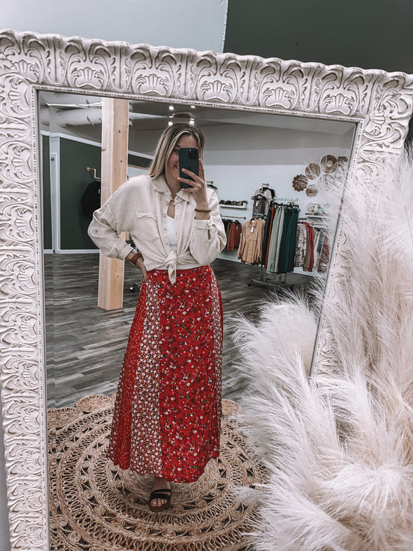 Red Floral Skirt