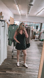 Black: Denim Overall Dress