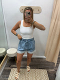 Lace Trim Denim Shorts