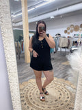 Black: Corded Rib Romper