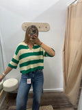 Split Neck Stripe Sweater