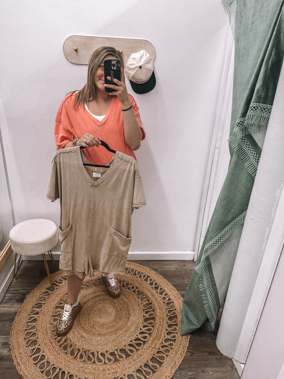 Taupe: Cool It Romper