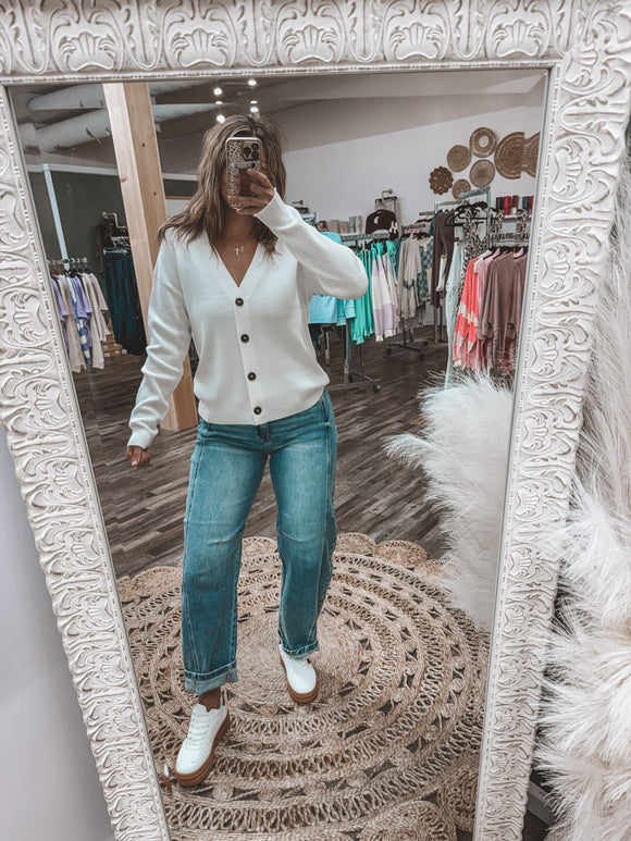 White: Sweater Cardigan