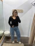 Front Tie Sweater Cardigan - Black