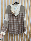 Plaid Contrast Hoodie Pullover